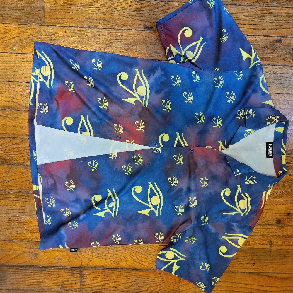 Vibrant Blue and Red Casual Button Down Shirt